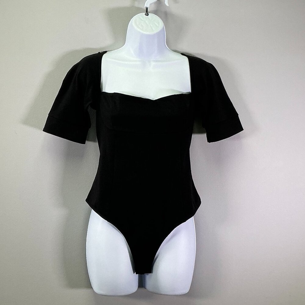 Free People Everly Women's Size M Black Bodysuit NWT